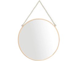 Ronde Hangspiegel met Messing Frame - Badkamerspiegel - 30 x 30 cm