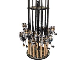 Ronde Hengel Opbergsysteem voor 16 Hengels - Houten Hengelhouder