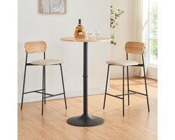 Ronde Hoge Bartafel met Zwart Metalen Frame voor Keuken en Woonkamer