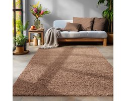 Ronde hoogpolige vloerkleden in diverse maten, zacht en makkelijk te reinigen, modern bruin tapijt