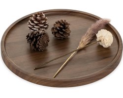 Ronde Houten Dienblad van Walnoothout voor Koffietafel en Keuken - Rustiek Decoratieblad