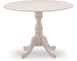 Ronde Houten Eettafel met Voetstuk en Druppelblad - 107 cm