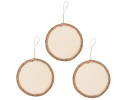 Ronde Houten Fotolijst 3 Stuks - Muurdecoratie Foto Collage Lijst Beige 20cm