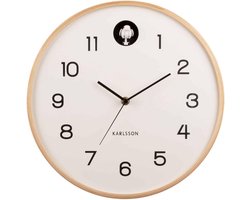 Ronde Houten Koekoeksklok Wit Ø31,5cm - Decoratie voor Woonkamer en Slaapkamer