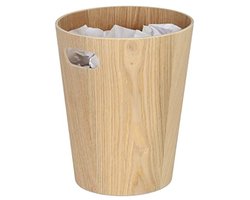 Ronde houten papierbak voor oud papier, 7,5 liter, natuurkleurig, zonder deksel, 28 x 23 cm