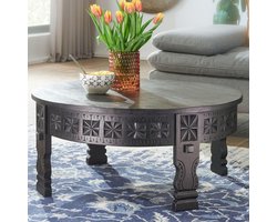 Ronde Houten Salontafel in Oosters Design