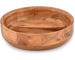 Ronde houten serveerschaal voor fruit - dessertschaal - dienblad - keuken - eetkamer - snacks - desserts Fruitschaal