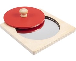 Ronde houten spiegel en puzzel speelgoed voor baby's, peuters en kleuters - educatief speelgoed voor 6-12 maanden oude kinderen
