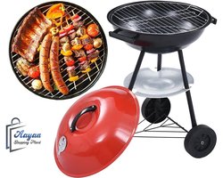 Ronde Houtskool Barbecue met Deksel & Wieltjes – Vergrendelbaar & Draagbaar! bbq grill - barbecues - barbecue accessoires - barbecue houtskool - barbecue hoes - 51840