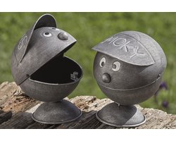 Ronde IJzeren Asbak voor Balkon Tuin Terras - Smoky Grijze Stijl, 16 cm