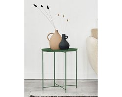 Ronde inklapbare bijzettafel met opbergruimte – donkergroen – Voglrieder – Ø47 cm – Metaal – Binnen & Buiten