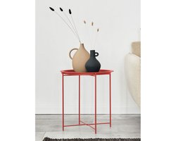 Ronde inklapbare bijzettafel met opbergruimte – Rood – Voglrieder – Ø47 cm – Metaal – Binnen & Buiten