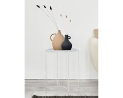 Ronde inklapbare bijzettafel met opbergruimte – Wit – Voglrieder – Ø47 cm – Metaal – Binnen & Buiten
