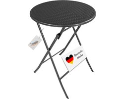 Ronde Inklapbare Buitenklaptafel Zwart Rotan-look - Ø 60 cm Balkon en Tuin