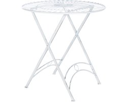 Ronde Inklapbare Tuintafel Metaal Antiek Wit - Bistrotafel Ø71 cm