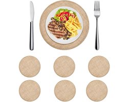 Ronde Jute Tafelkleden 32cm - Makkelijk te Reinigen, Wasbare en Gevlochten Placemats voor Eettafel, Feestdecoratie en Keukenaccessoires (6)