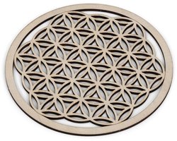 Ronde kaarsenhouder van berkenmultiplex - set van 2 - naturel