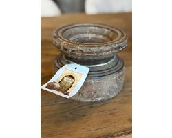 Ronde Kandelaar - Houten kaarsenhouder - Oude houten poer - Theelichthouder - Hout- Kaars - Landelijk