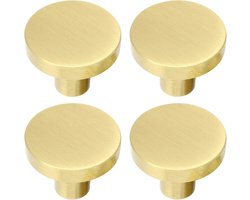 Ronde Kasten Knoppen van Massief Messing - Kast Deur - Ronde Handgreep - Messing Knop met Schroeven voor Wardrobe Deur - Keuken Kasten en Dressoir Lades (20mm x 25mm) (4PCS)