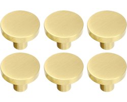 Ronde kastknoppen van massief messing voor kastdeuren, ladekasten en meubels - 20mm x 25mm (6 stuks)