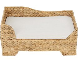 Ronde Kattenmand of Hondenmand van Geweven Zeegras met Wasbaar Kussen