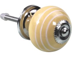 Ronde Keramische Deurklink Vintage Streep Design Ladekast Knop Geel