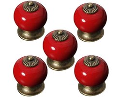 Ronde keramische knoppen voor kastdeuren en lades, porseleinen handgrepen in antieke stijl, set van 5, ideaal voor landelijke interieurs en meubels