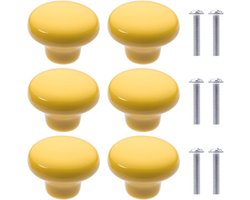 Ronde keramische meubelknoppen voor kinderkamer en keuken - 6 stuks in geel, wit, lichtroze en lichtblauw