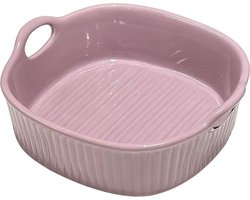 Ronde keramische ovenschaal voor airfryer, lasagnevorm, 18.5 x 16.5 x 5.5 cm, kleurrijke glazuur, ideaal voor ovenschotels en bakken