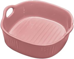 Ronde keramische ovenschaal voor airfryer, lasagnevorm, 18,5 x 16,5 x 5,5 cm, multicolor geglazuurde bakvorm voor ovengerechten