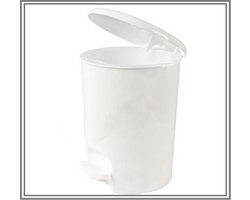 Ronde klassieke Pedaalemmer 5L  Wit d = 20 cm, H = 25 cm