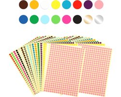 Ronde kleurgecodeerde stickers 6mm - 16 kleuren, ideaal voor klaslokalen, kantoor, kunst en DIY-projecten