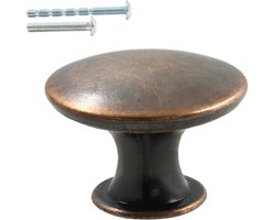 Ronde Knoppen - Ladehandgrepen Kastgrepen - Meubels Vernieuwen - Zinklegering - 30 mm diameter - Rood Brons