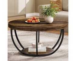 Ronde Koffietafel met 2 Niveaus voor Woonkamer en Thuiskantoor - Industrieel en Modern