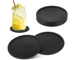 Ronde koponderzetters - siliconen onderzetters voor dranken - hittebestendige antislip rubberen onderzetters - kussen mat voor tafel - bureau - kantoor - keuken - bar - 6 stuks (zwarte)