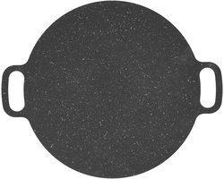 Ronde Koreaanse BBQ-grillpan Met Handvat - Keramische Anti-aanbaklaag - Voor Binnen en Buiten Gebruik - Ijzeren Kookplaat van 28 cm - Duurzaam en Gemakkelijk Schoon te Maken