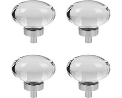 Ronde kristallen knopen 4 stuks 45 mm kunstmatige kristallen kast-buitenknoppen glazen deurgrepen voor meubels - helder kristal (A)