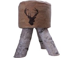 Ronde Kruk - bijzettafel - kurk - hertenkop - berken poten - houten poten - landelijk - industrieel