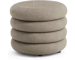 Ronde Kruk - Poef Zetel - Opbergen Zitten - Teddy Stof - 55x55x44.5 cm - Mocha