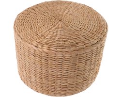 Ronde Kruk - Voetenbank Poef - Zitplek Creëren - Handgeweven Zeegras - 30 cm Breed - Beige