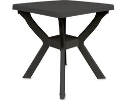 Ronde Kunststof Bistrotafel 70x70 cm Antraciet - Compacte Camping- en Balkontafel voor Buiten