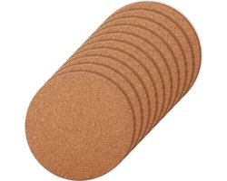 Ronde kurk onderzetters, set van 10 stuks voor eettafel en salontafel, absorberende bruine mat voor dranken, herbruikbare plaatmat, multifunctionele bar aanrechtmat
