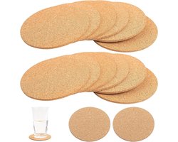 Ronde Kurken Coasters van 10 cm - Hittebestendige Houten Onderzetters voor Dranken, Koffie en Cocktails - Set van 14 Stuks