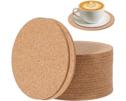 Ronde kurken onderzetters 10 cm - 20 stuks, niet-slip, geïsoleerd, perfect voor tafel, bureau en bar, beschermt meubels en dranken