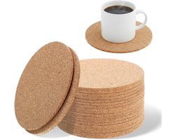Ronde kurken onderzetters - 20 stuks herbruikbare onderzetters voor glazen, 10 cm × 3 mm, ideaal voor thuis, restaurant en kantoor