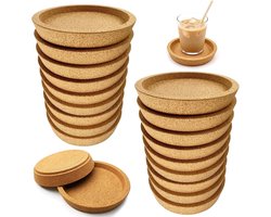 Ronde kurken onderzetters, set van 20 stuks, 10 cm, duurzaam, hittebestendig en antislip