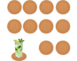 Ronde kurken onderzetters van 10 cm - 3 mm dik, antislip set voor glazen, ideaal voor keuken en eetkamer