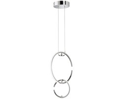Ronde LED hanglamp ring hanglamp keukenlamp hangend LED, 2 vlammen, chroom modern, 1x LED 4,5W 450Lm 4000K, LxBxH 35x21x230cm, WOFI 6989.02.01.0600