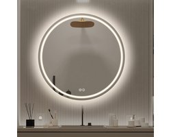 Ronde LED Spiegel - Verlichte Wandspiegel - Badkamer Verfraaien - Instelbare Kleurtemperatuur - 101 cm Diameter - Zilver