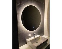 Ronde LED Wandspiegel Badkamerspiegel Frameloos met Touch Bediening Dimbaar Verlichting 80CM Diameter Spatwaterdicht